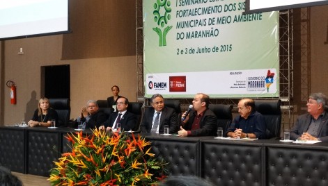 Mesa de abertura do Seminário Estadual de Fortalecimento dos Sistemas Municipais de Meio Ambiente
