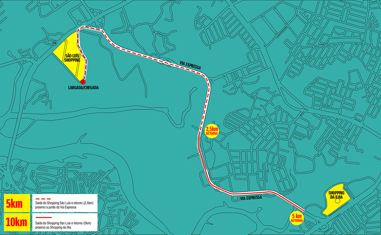 Mapa de percurso da Corrida Circus Night Run 2015