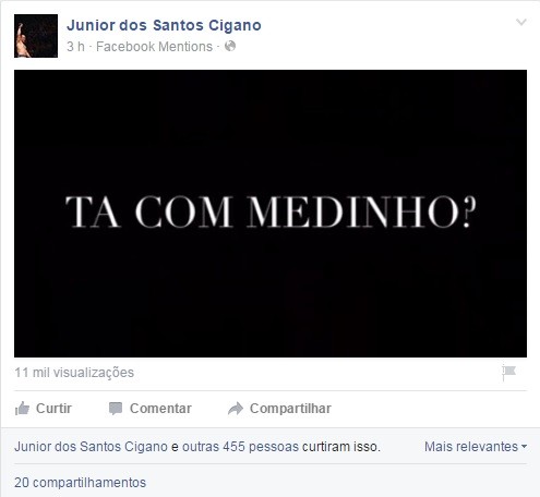 Cigano provoca Werdum em v&iacute;deo por rede social