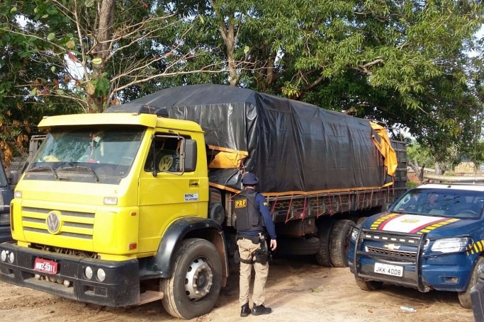 Caminhão apreendido com madeira ilegal 