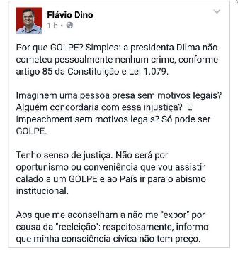 Flávio dino se manifesta em apoio a presidente