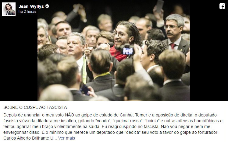 Jean Willys cospe em dire&ccedil;&atilde;o a Jair Bolsonaro ap&oacute;s votos contr&aacute;rios
