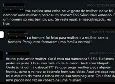Mensagens homofóbicas no Instagram de Bruna Linzmeyer