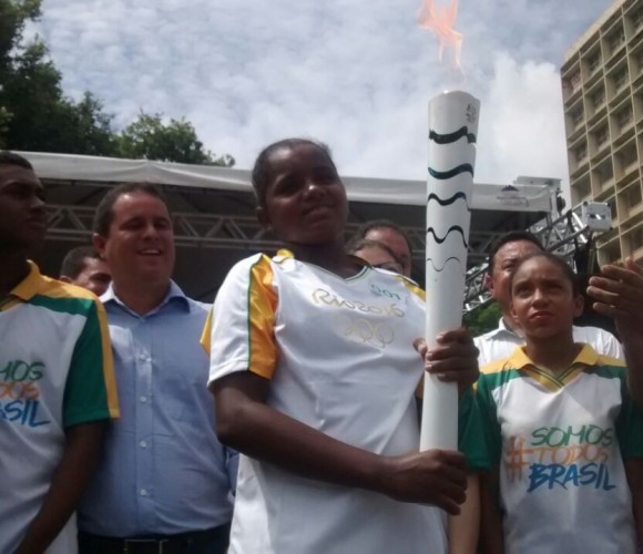 Chegada da Tocha Olímpica na Praça Dom Pedro II