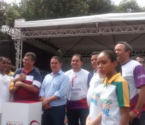 Chegada da Tocha Olímpica na Praça Dom Pedro II