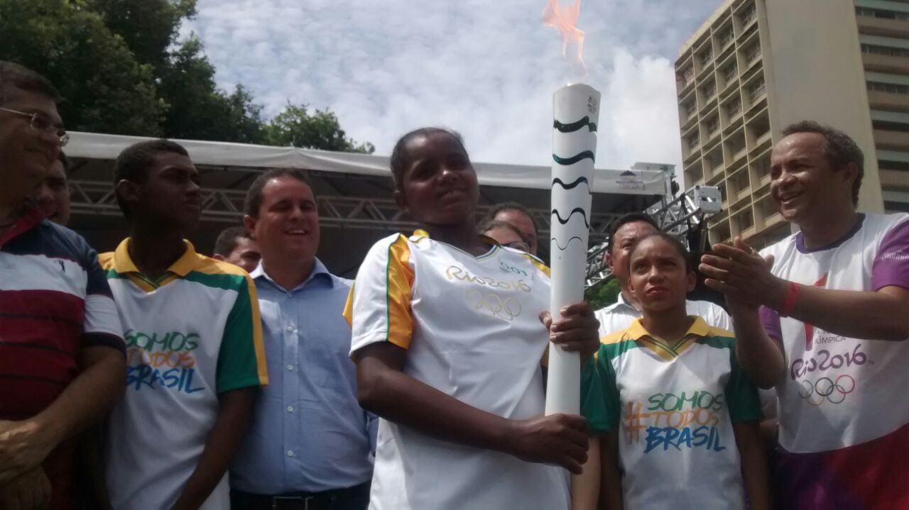 Chegada da Tocha Olímpica na Praça Dom Pedro II