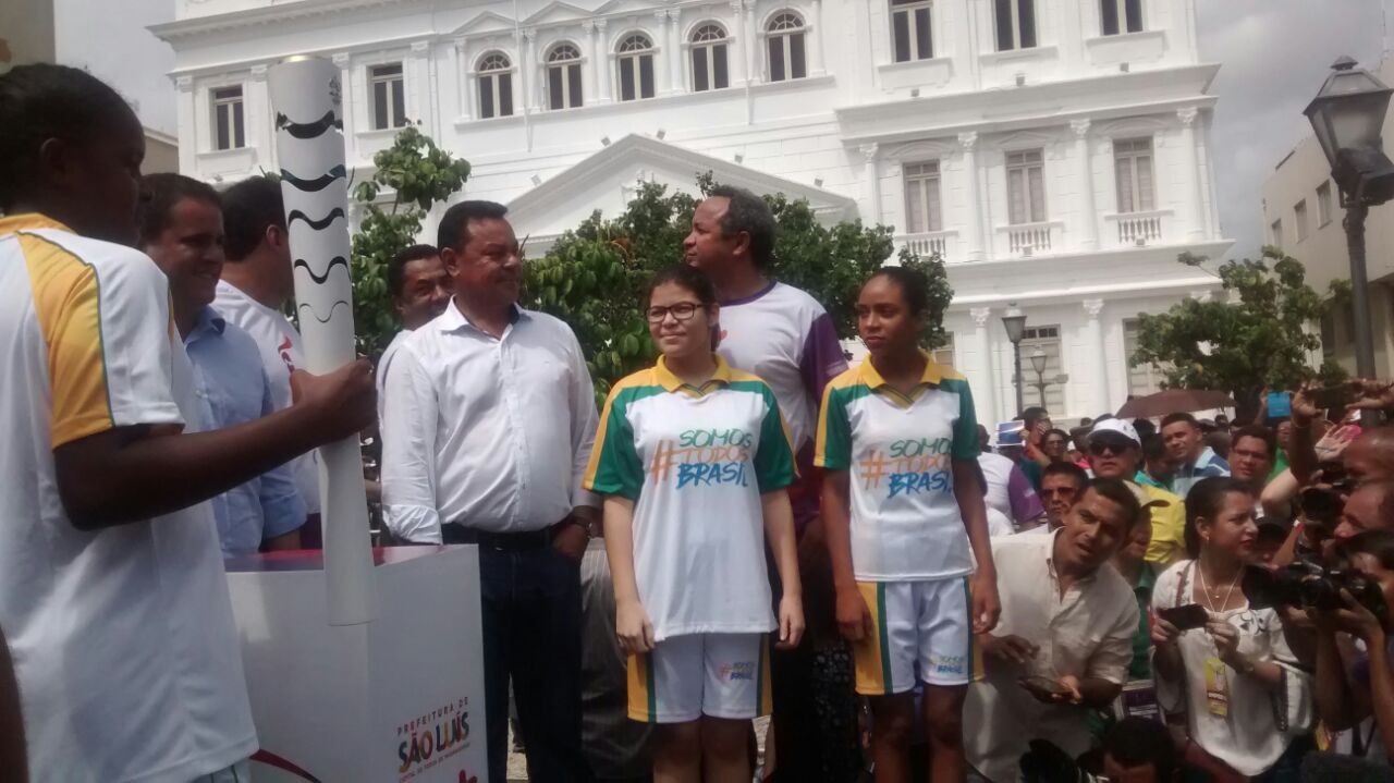 Chegada da Tocha Olímpica na Praça Dom Pedro II