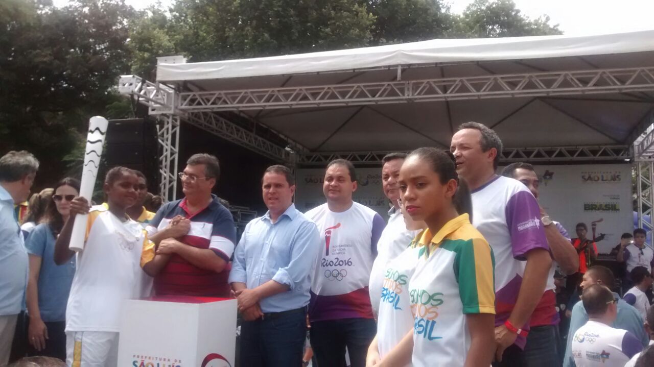 Chegada da Tocha Olímpica na Praça Dom Pedro II