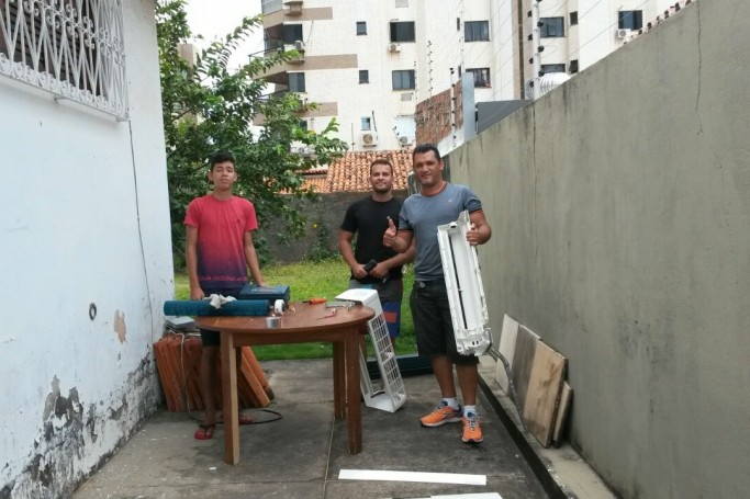 Rosinaldo Rocha e os filhos Lucas e Eduardo
