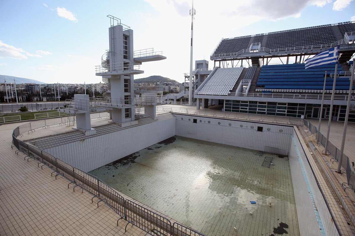 Piscina onde eram realizadas as provas de salto em Atenas
