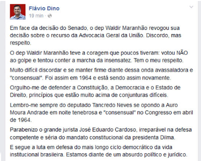 Coment&aacute;rio do governador nas redes sociais 